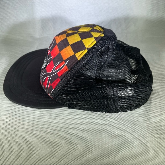 Vans “Off The Wall” Mens Snapback Hat Cap Flames Checkered Adj. Trucker Plus Bag - Picture 4 of 16